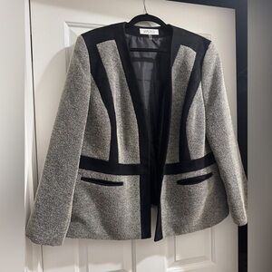 Gray and Black Open Blazer by Kasper